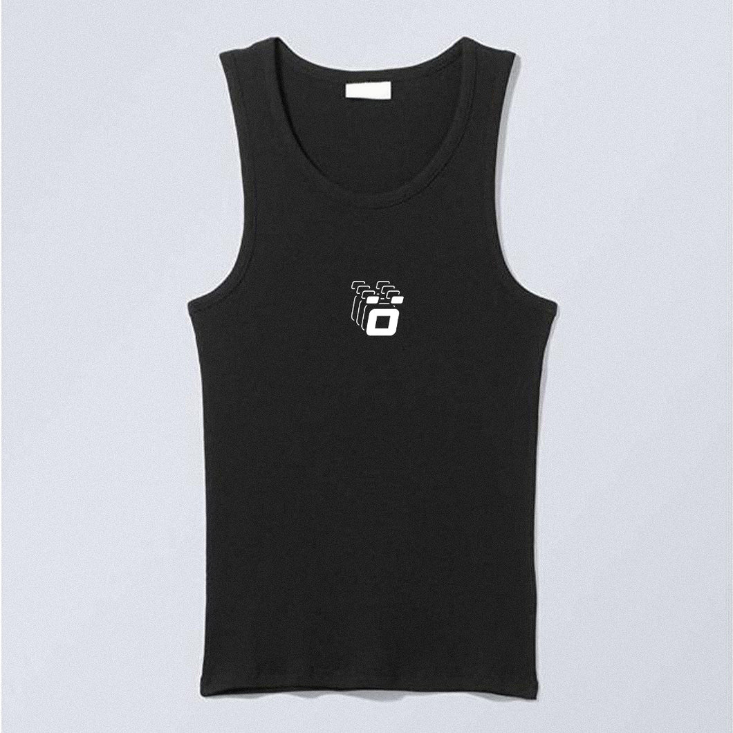 Black vest HBK streetwear with Ocho logo print