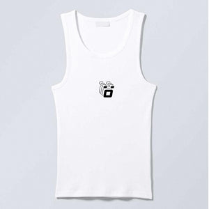 white vest HBK streetwear with Ocho logo print