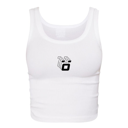 white crop top  HBK streetwear with Ocho logo print