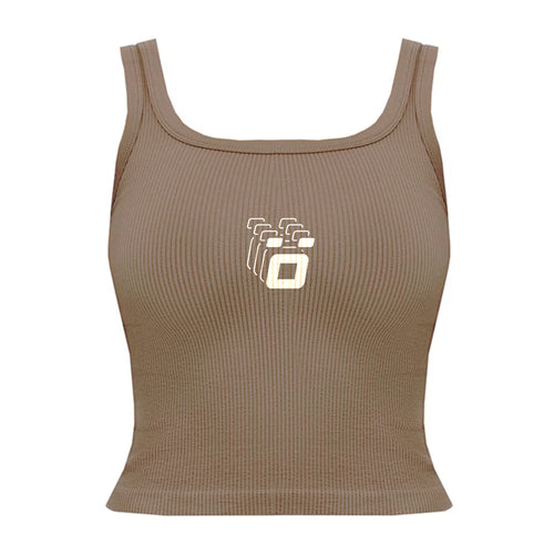 Beige crop top HBK streetwear with Ocho logo print