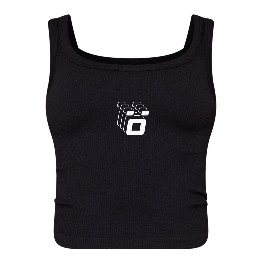 Black crop top HBK streetwear with Ocho logo print