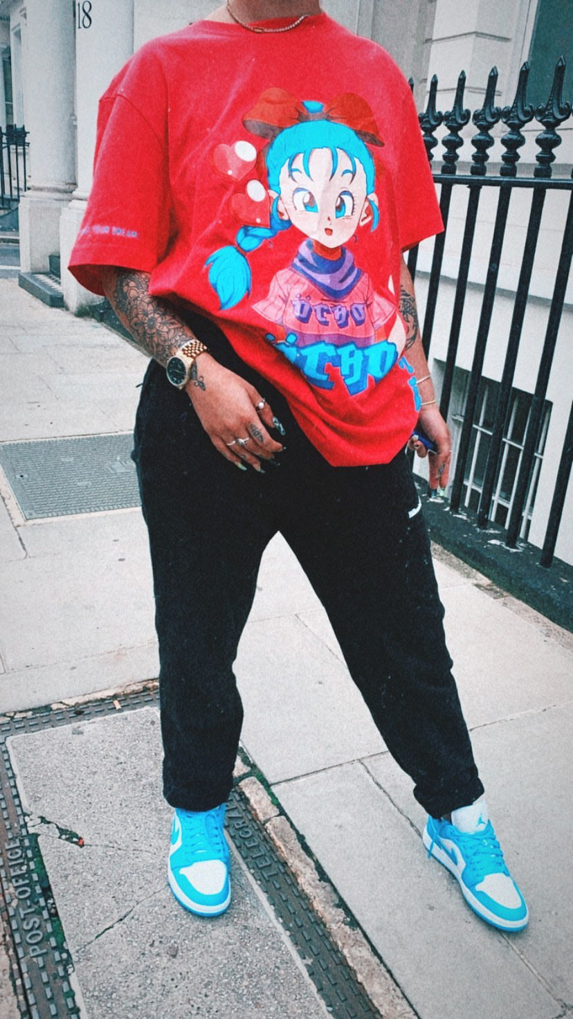 Ocho london displaying model wearing the latest dragon ball z shirt 